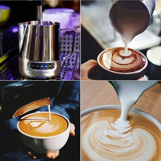 Milk Pitcher, Dailyart Stainless Steel Milk Frothing Pitcher with Thermometer for Coffee, Cappuccino,Espresso,Latte Art(600ml/20oz)
