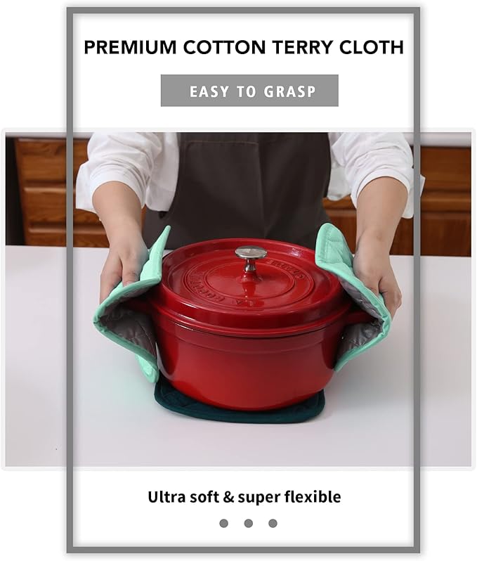Joyhalo 5 Pack Heat Resistant Pot Holders - Terry Cloth Sets for Cooking & Baking