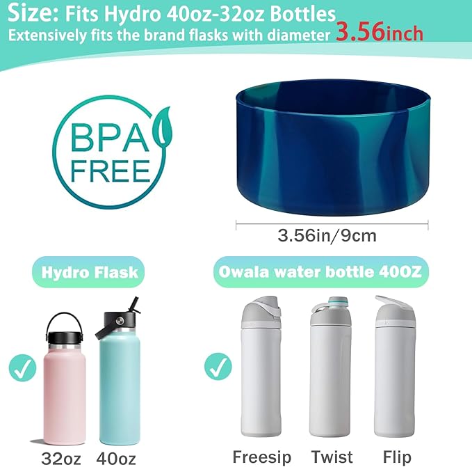 WK IEASON Protective Silicone Base Cover Boot for Hydro Flask Wide Mouth, Anti-Slip Silicone Sleeve Bottom Bumper As Hydro Flask Water Bottle Accessories-3.56inch Bottom Diameter