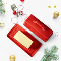 Bruntmor Ceramic Butter Dish With Lid. Butter Holder/ Tray/ Storage With Lid And Handle. Porcelain Butter Keeper For Countertop. Butter Dish With Cover in Red Color.