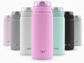 Ello Cooper 18oz Kids Stainless Steel Water Bottle with Straw and Carry Handle, Double Walled and Vacuum Insulated Metal, Leak Proof Locking Lid with Soft Silicone Spout, Reusable, BPA Free, Bubblegum