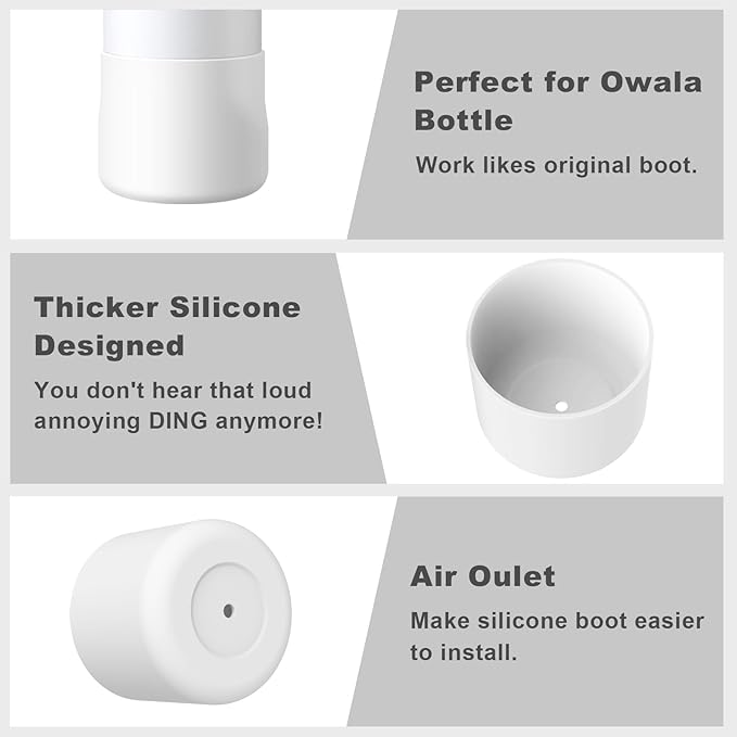 2PCS Silicone Water Bottle Boot for Owala 24oz 32oz 40oz, Protective Bottom Bumper Anti-Slip Sleeve for FreeSip, Twist, and Flip Stainless Steel Bottles, Dishwasher Safe and BPA Free