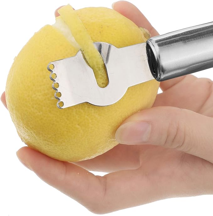 Patelai 2 Pieces Stainless Steel Lemon Citrus Peeler with Channel Knife and Orange Lemon Peelers for Cocktails Fruit Grater Zester Tools for Kitchen Bar Restaurant