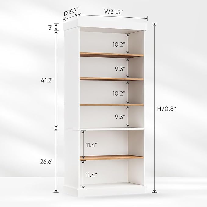 70.8" Tall Farmhouse Kitchen Pantry Cabinet, Modular Storage Cabinet with 6-Tier Adjustable Shelves, White, Wooden Hutch for Living Room, Kitchen, Set of 3