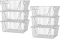 Slideep Stackable Storage Baskets Stainless Steel Cabinet Organizer Sturdy Metal Wire Pantry Freezer Bin for Pantry Home Bathroom Kitchen Organization 6 Packs