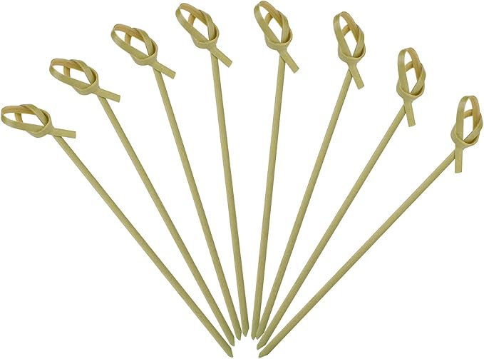 Minisland 200 Pcs Premium Bamboo Knot Cocktail Picks 4.7 Inch Long Fancy Toothpicks for Appetizers Party Food Fruit Drinks Garnish Skewer Sticks -MSL160