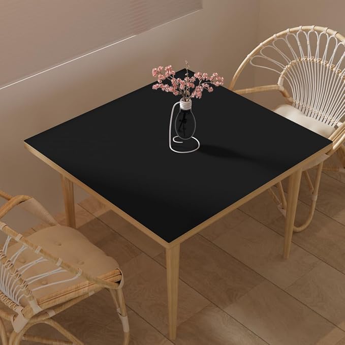 Desk Cover Mat - 38x38 Inch Waterproof Easy to Clean Can Conceal Flaws Protector The Table Top from Scratches Used for Dining (Black+Black 38x38)