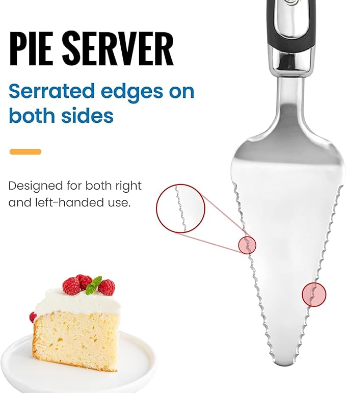 Pie Server Spatula and Cake Slicer Set with Luxury Gift Box, Black Stainless Steel Set - Kitchen Essentials for Cutting & Serving Desserts, Lasagna-Great for Anniversary, Christmas Spatula pie gadgets