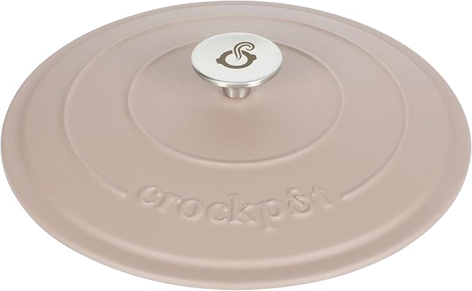 Crock-Pot Artisan 5-Quart Round Cast Iron Dutch Oven with Lid – Matte Dusty Pink, Durable Oven Safe Cookware