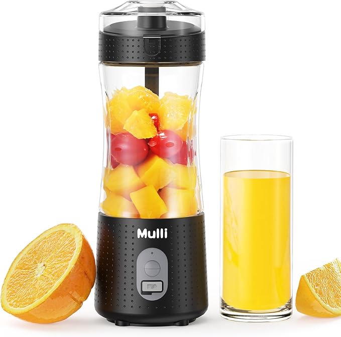 ‌Mulli Pro-Grade Personal Blender 18K RPM - USB-C Rechargeable Ice Crusher, Travel Blender for Gym Camping Baby Food, 13oz BPA-Free with Flip-Top Lid