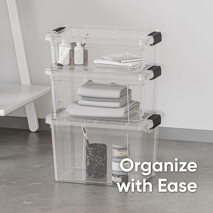 Superio X-Deep Clear Storage Container with Lid and Handles, Stackable Organizer Bin for Home, Garage, and Dorm- Store Cloths, Boots, Toys, and Accessories, (8.7 Qt.)