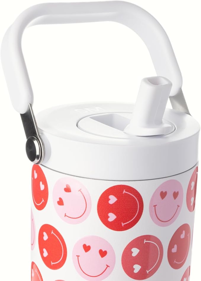 Simple Modern Valentine's Day Trek Pivot | 30oz Flip Straw Tumbler with Handle | Gifts for Her | Water Bottle & Boot | Interchangeable Straw & Chug Lids | Stainless Steel Jug | Happy Heart Eyes