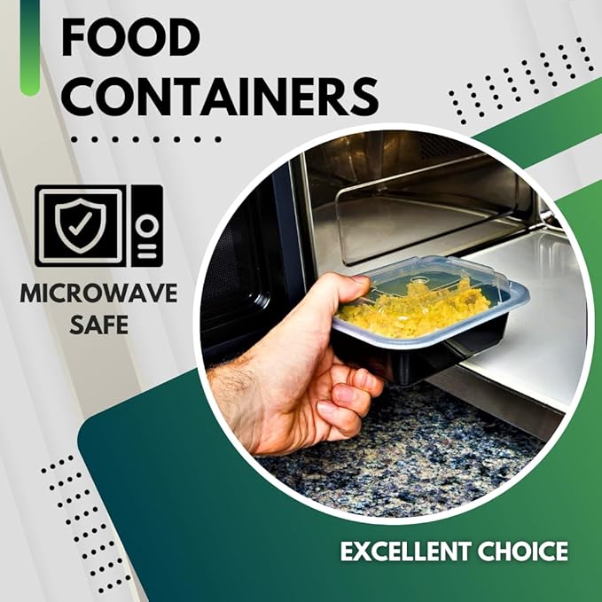 Green Direct Lunch Box Sets/Large Food Container with Lid / 2 Compartment Bento Box, Microwaveable, Freezer & Dishwasher Safe, Leak Proof, 10 Pack