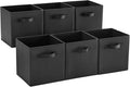 MAX Houser Fabric Cloth Storage Bins,Foldable Storage Cubes Organizer Baskets with Dual Handles for Home Bedroom Storage,Set of 6(Black)