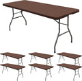 6 Pack Stretch Fabric Table Top Cap Cover, fits 6' Tables, Spandex Table Covers Washable Elastic Rectangle Tablecloth Protector for Indoor Outdoor Party Picnic Wedding, Coffee, 30" W x 72" L