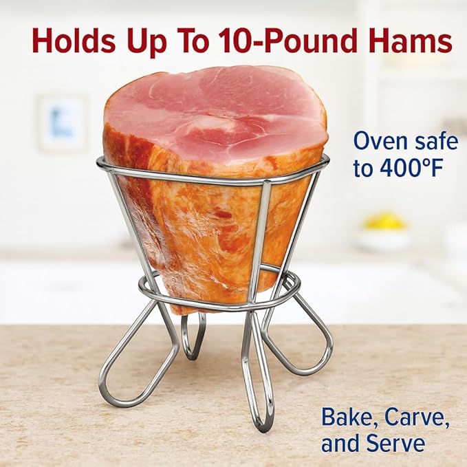 HIC Kitchen Roasting Wire Spiral Ham Roasting Rack, Chrome-Plated Steel, For Baking And Carving Ham Up To 10-Pounds