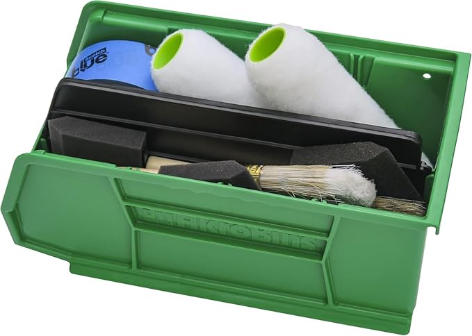Akro-Mils 30230 AkroBins Plastic Storage Bins, Space-Saving Stackable Bins for Garage, Pantry, Craft Organization, 11-Inch x 5-Inch x 5-Inch, Green, 12-Pack