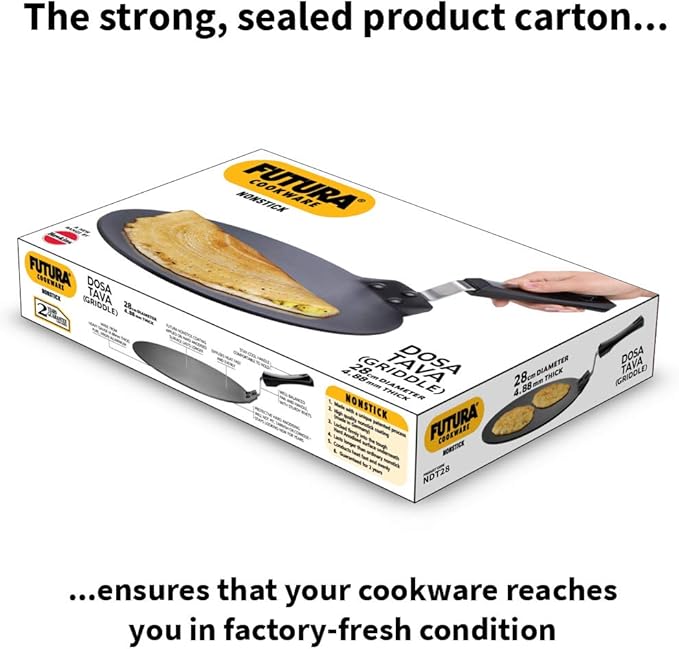 Hawkins Futura Non-stick Flat Dosa Tava Griddle, 11-inch,Black
