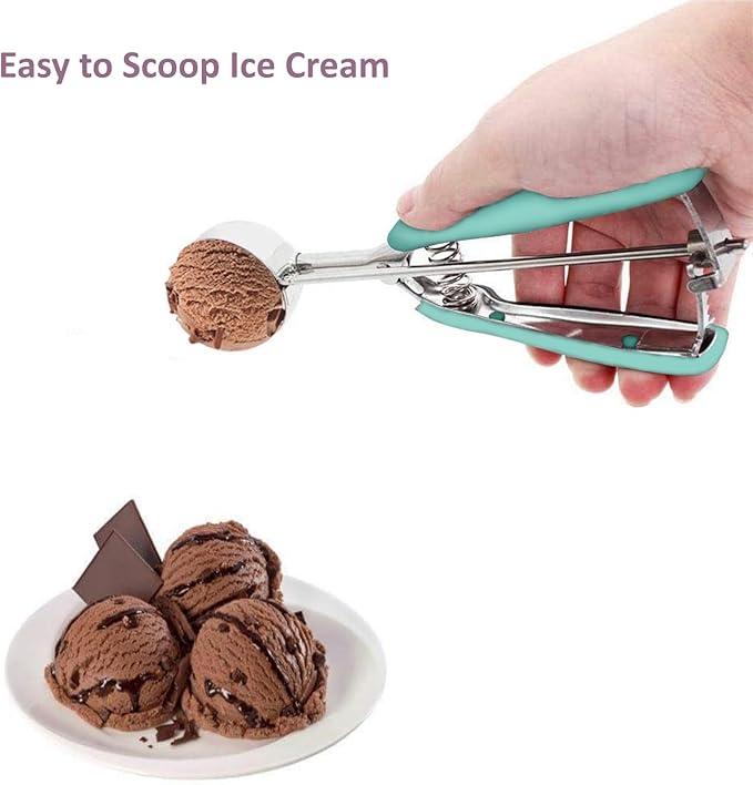 Mint Green Stainless Steel Ice Cream & Cookie Scoop - 2Tbsp/30ml/1oz Capacity, Trigger Release