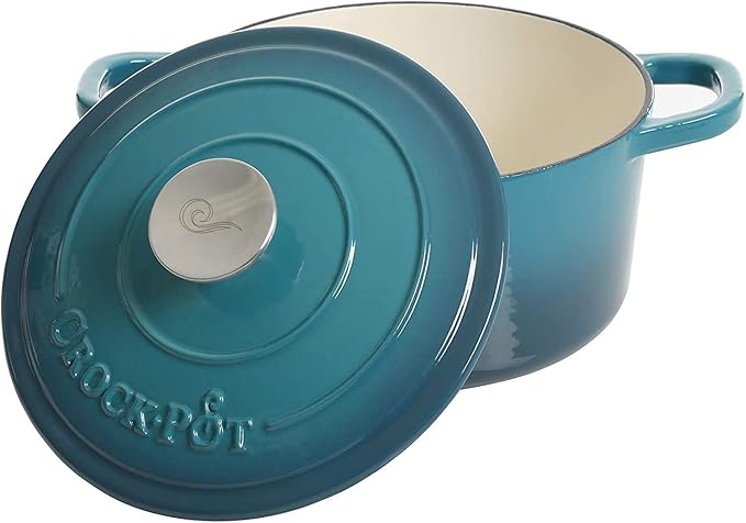 Crock-Pot Artisan Round Enameled Cast Iron Dutch Oven, 3-Quart, Teal Ombre