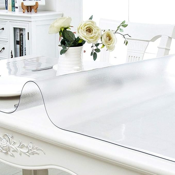 NECAUX Custom 20 x 83 Inch Frosted Table Cover Protector, 1.5mm Thick Water Resistant Plastic Non-Slip Table Pad Table Cover Protector for Coffee Table, Writing Desk, Trainning Table, Vanity Table