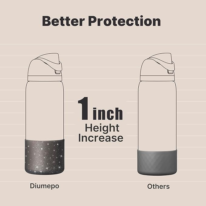 Silicone Boot for 40 oz Owala Water Bottles, Anti-Slip Protective Sleeve for Owala Twist & FreeSip & Flip Insulated Water Bottle, Boot Bottom Base(Glitter Black)