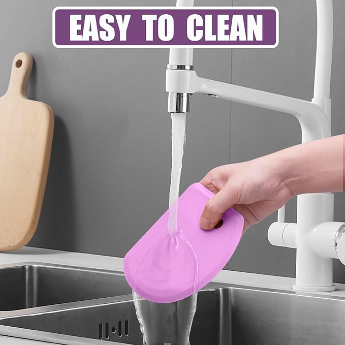 Sapid Silicone Bowl Scraper Flexible Curved Edge (5.98"×4.3"), Food Grade Bench Dough Scraper for Baking Sourdough Bread, Cake, Fondant Icing, Heat- Resistance Kitchen Dish Pan Scrapers (1, Purple)