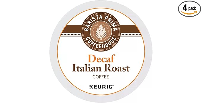 Barista Prima Coffeehouse Dark Roast Extra Bold K-Cup for Keurig Brewers, Decaf Italian Roast Coffee,4 pack of 24 cups each (96 count)