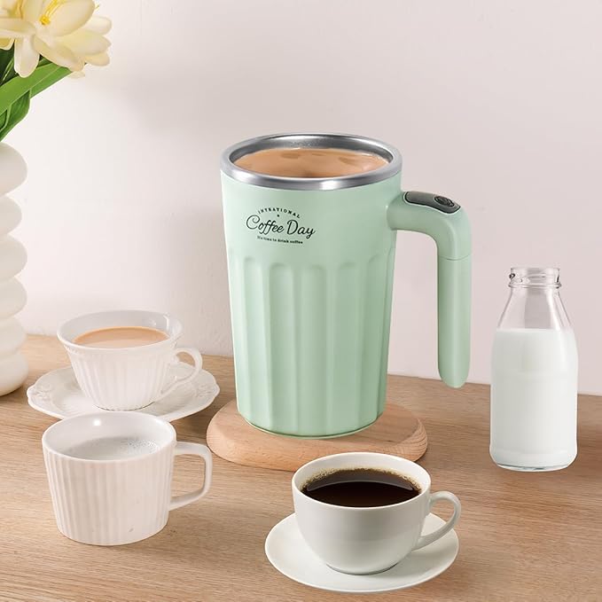 Self Stirring Mug,Self Stirring Coffee Mug,Suitable for Coffee, Milk, Cocoa and Other Beverages (Matcha Green-temperature, 12 Ounces)