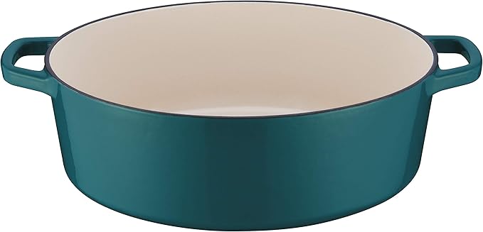 Cuisinart Chef's Classic Enameled Cast Iron Oval Covered Casserole (Teal, 7- Quart)