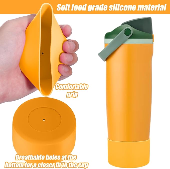 Mity rain 2PCS Protective Silicone Boots for Owala 30oz & 40oz FreeSip Sway Bottles & Tumblers - Accessories for owala, Enhances Stability & Prevents Scratches (Golden Yellow & Slate Blue)