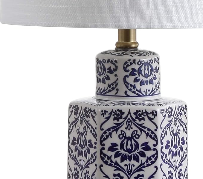 JONATHAN Y JYL3050A Diana 23.5" Ginger Jar Ceramic/Metal LED Table Lamp Classic Traditional Bedside Desk Nightstand Lamp for Bedroom Living Room Office College Bookcase LED Bulb Included, Blue/White