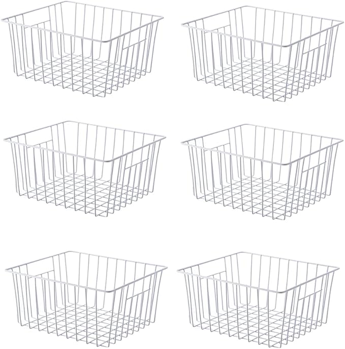 Freezer Storage Organizer Baskets, Household Refrigerator Chest Organization with Built-in Handles for Cabinets, Pantry, Closets, Bedrooms