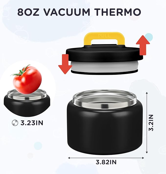 MAISON HUIS 8oz Soup Thermo Wide Mouth Vacuum Insulated Thermo Food Jar, Leak Proof Stainless Steel Thermo for Hot&Cold Food Kids Food Lunch Soup Container for School Travel
