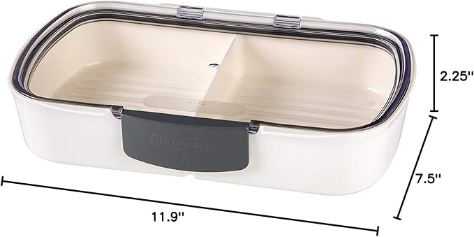 ProKeeper Split Deli Food Storage Container with Air-Tight Silicone Seal and Dry Erase Compatible Lid, 11.75