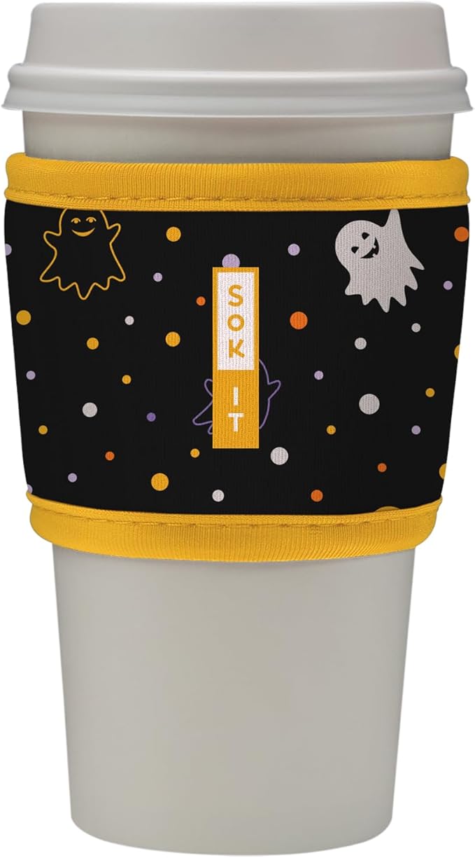 Sok It HotSok Coffee & Tea Reusable Insulated Neoprene Cup Sleeve (Ghost Party)
