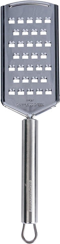 Restaurantware-German Standard Coarse Handheld Grater, 1 Flat Cheese Grater - Dishwashable, Durable, Stainless Steel, With Handle, Suitable For Potato, Carrot, Hard Cheese, And, More