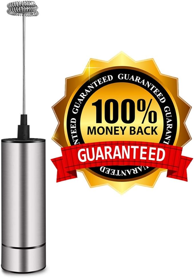 Milk Frother Handheld Battery Operated, Coffee Frother for Milk Foaming, Latte/Cappuccino Frother Mini Frappe Mixer for Drink, Hot Chocolate, Stainless Steel Silver