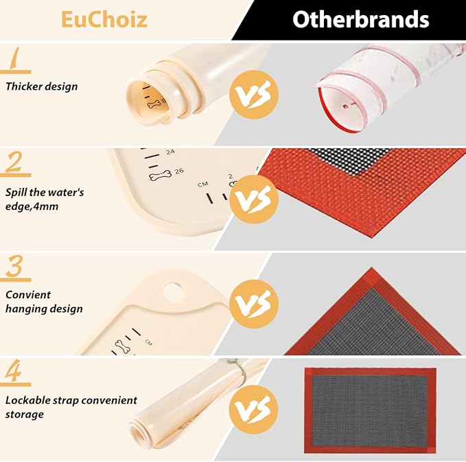 Silicone Pastry Mat 32"*24" Extra Thick Non Stick Baking Mat Food Grade Silicone Dough Rolling Mat with Edge Heightening Large Cartoon Beige