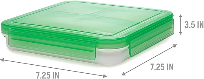 Goodful Reusable Lunch Container with 3 Compartments, BPA-Free, Leak-Proof Lid, Easy to Open and Close, Microwave Safe, Dishwasher Safe
