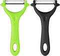 AUAUY 2-Piece Y-Shaped Swivel Vegetable Peeler, Non-Slip Ergonomic Handle, Stainless Steel Blade, Veggie Peeler for Kitchen (Black+Green)