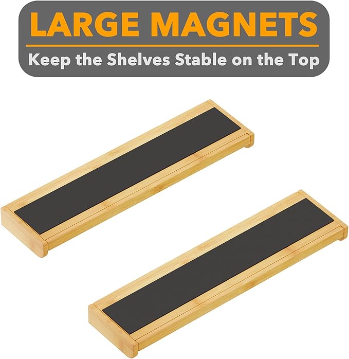 SpaceAid 30" Wide Kitchen Shelf Organizer for Stove, Magnetic Bamboo Spices Shelf for Home Stove Kitchen Storage Organization (Fit for Flat Top Only)