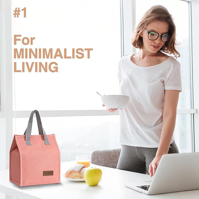 TELLUMO Lunch bag, Insulated Lunch Bag for Women Men Large Lunch Box Container Reusable Leakproof Tote for Office, Work, School, Beach or Travel (Pink)