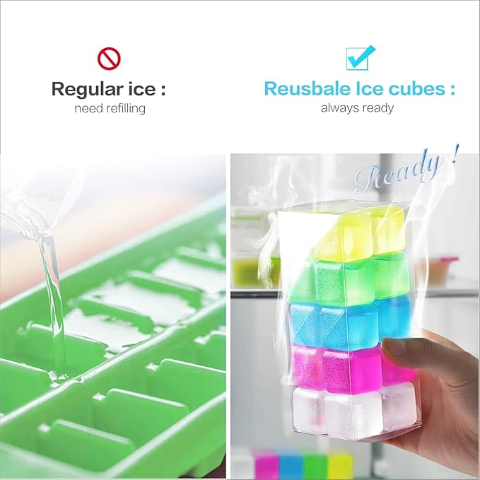 Reusable Ice Cube for Drinks - Multi-Color Plastic Ice Cubes to Keep Drinks Cool Longer (20 Packs)