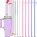 Reusable Replacement 12 inch Long Silicone Straw With Cover, Stocking Stuffers Gifts for Women Men Teens Girls Boys, Compatible with Stanley Tumbler Cup Accessorie 40 oz 30 oz (6 Pack)