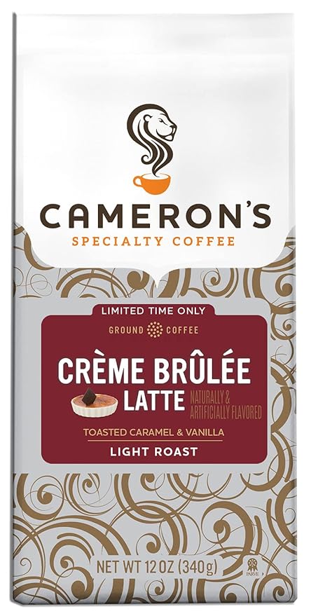 Cameron's Coffee Holiday Roasted Ground Coffee Bag, Flavored, Crème Brulee Latte, 12 Ounce