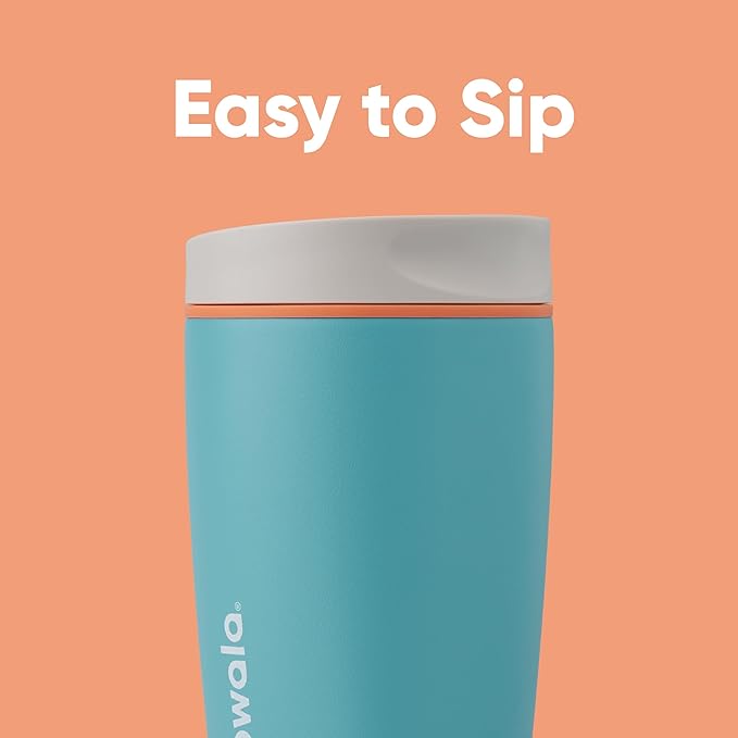 Owala SmoothSip Slider Insulated Stainless Steel Coffee Tumbler, Reusable Iced Cup, Hot Coffee Travel Mug, BPA Free 20 oz, Grey/Blue (Beachy Breeze) (Pack of 8)