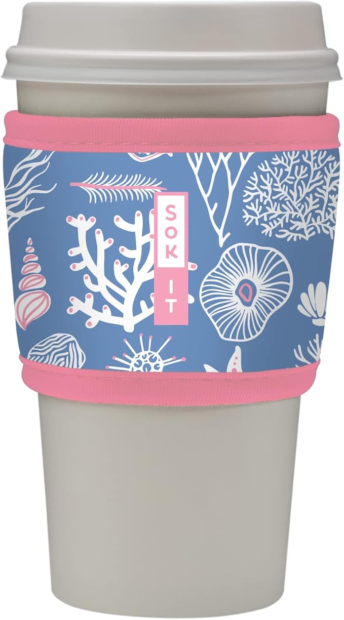 Sok It HotSok Coffee & Tea Reusable Insulated Neoprene Cup Sleeve (Coral Exploring)