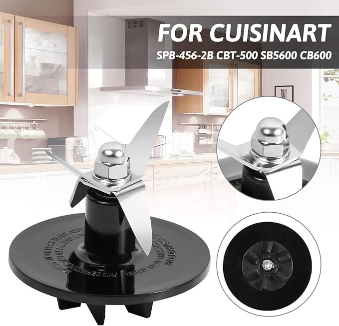 Blender Cutting Assembly ，Blender Blade Replacement Parts with Gasket fits Cuisinart Blenders CBT-500, SB5600, CB600,BFP-10CH…by Aooba