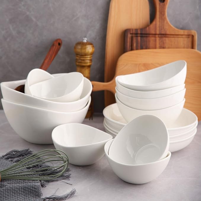 Porcelain Large Serving Bowl Set (9 inch),48 Oz Big Salad bowls, Large Serving Dishes for Entertaining, Party Dinner,Side Dishes, Oval Shape, Microwave & Dishwasher Safe,Set of 2, White
